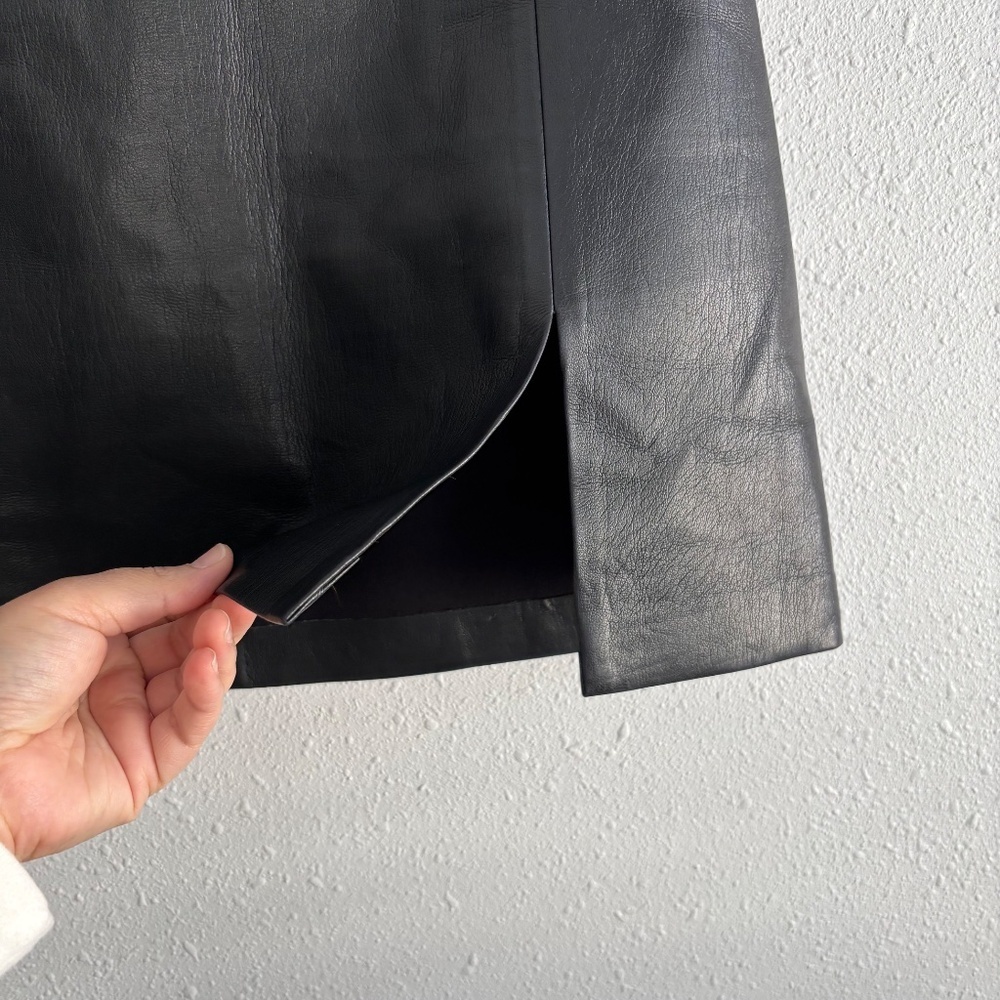 Sunday Best Black Faux Leather Mini Skirt with Side Slit - Picture 6 of 10